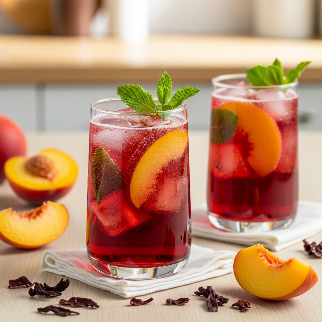 Peach Hibiscus Sparkling Tea